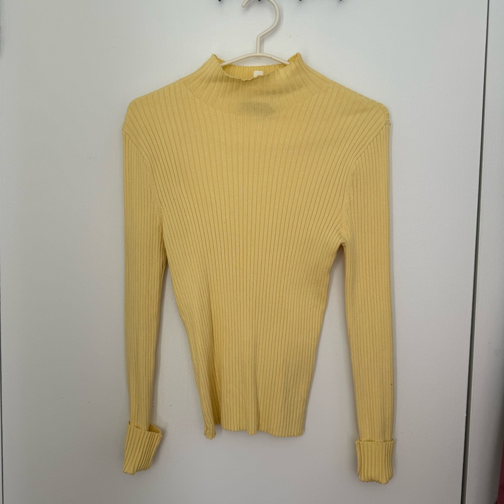 Zara Yellow Ribbed Long Sleeve Turtleneck